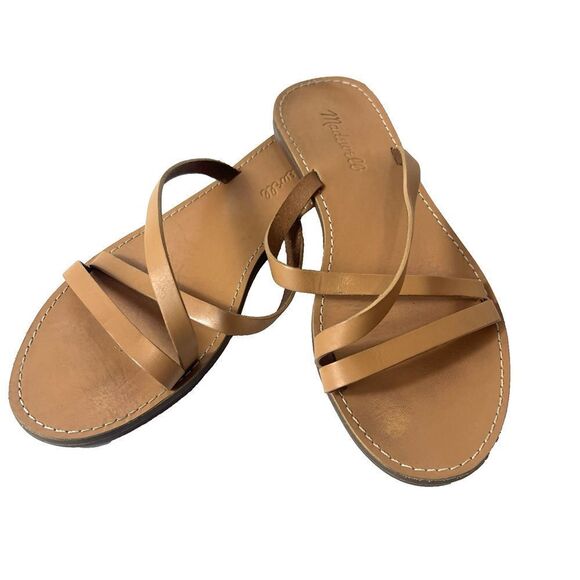 Madewell Womens Sz 8.5 M Tan Leather Slip On Slides Summer Comfort Casual Sandal - Picture 2 of 8
